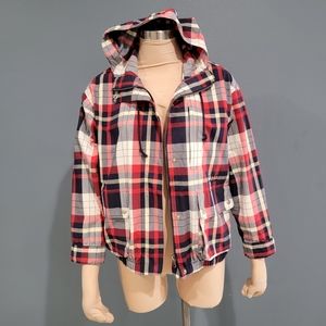 Vtg Lauren Ralph Lauren plaid cotton hooded jacket P/P/S